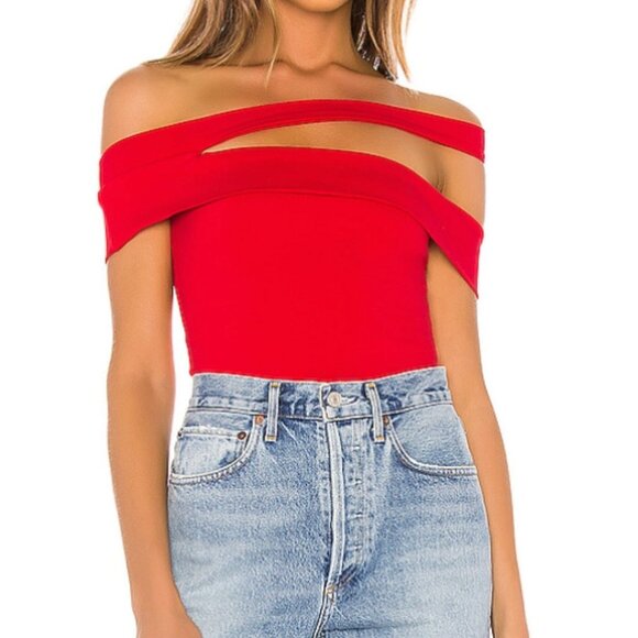 Superdown Linda Asymmetric Bodysuit Red Size XS - Picture 1 of 6